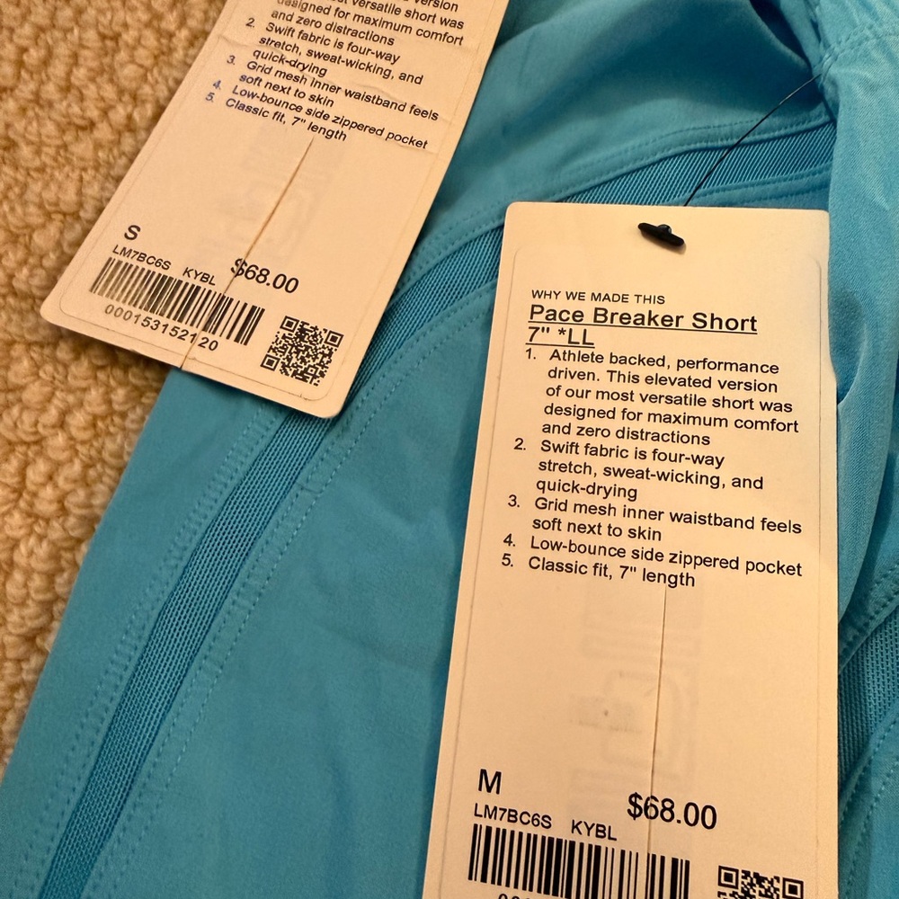 Lululemon Pace Breaker Short - Bright Blue 5” inseam linerless